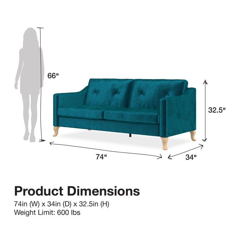 2 Seater Sofa : Green Velvet
