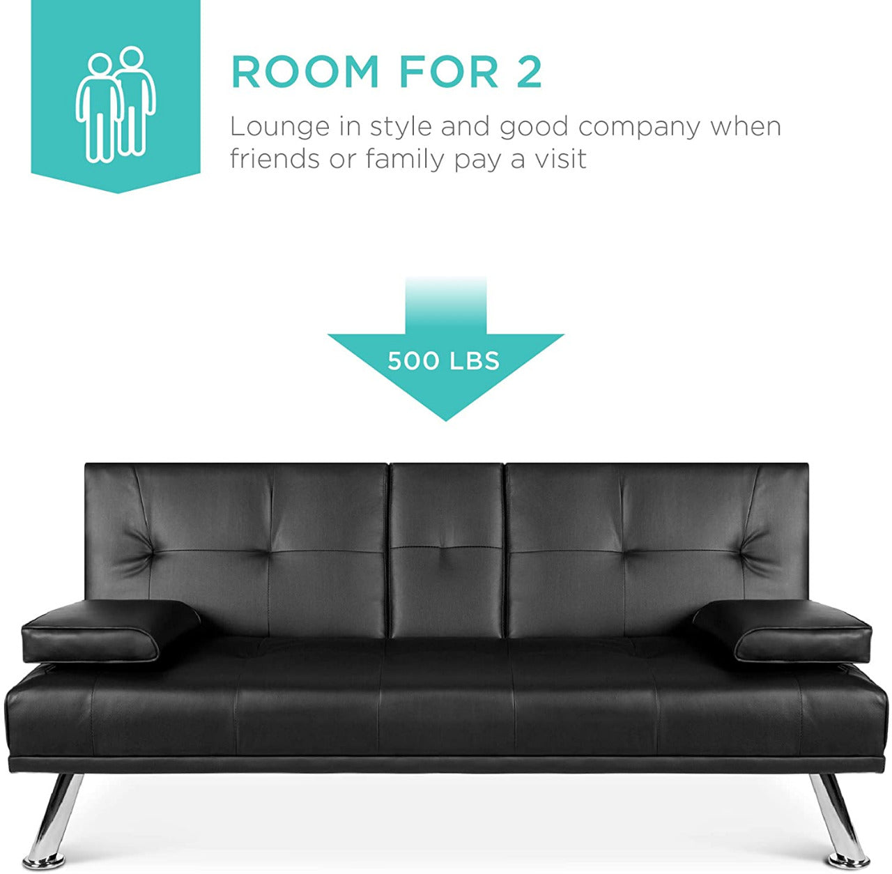 2 Seater Sofa Set: Leatherette Convertible Sofa Cum Bed Set