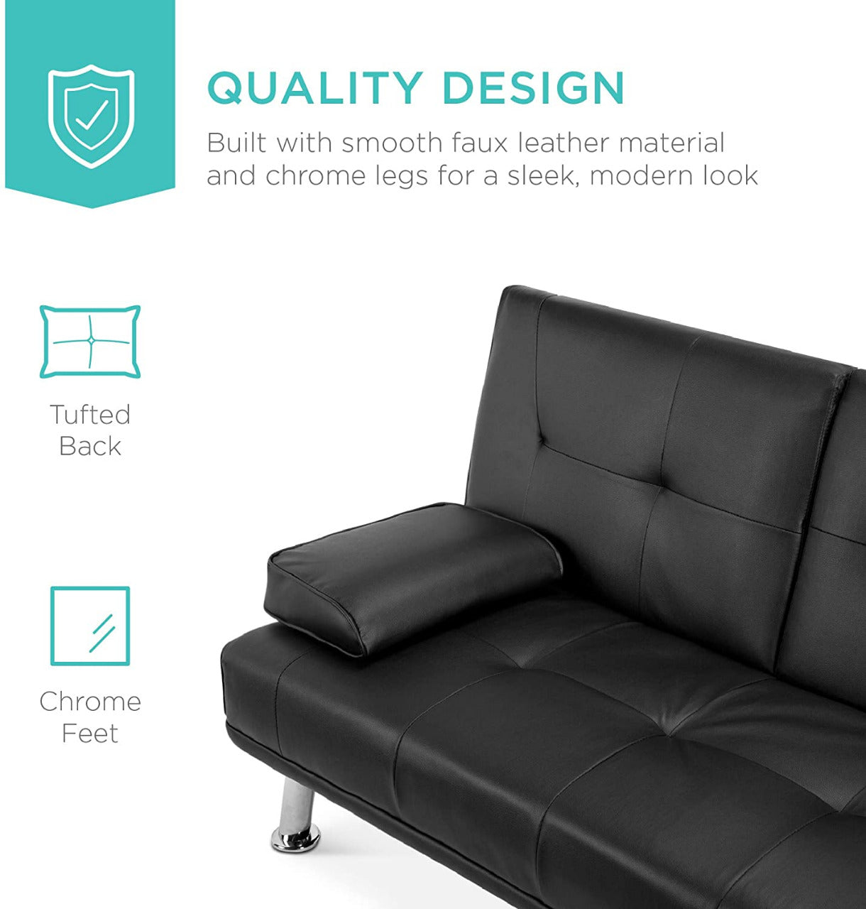 2 Seater Sofa Set: Leatherette Convertible Sofa Cum Bed Set