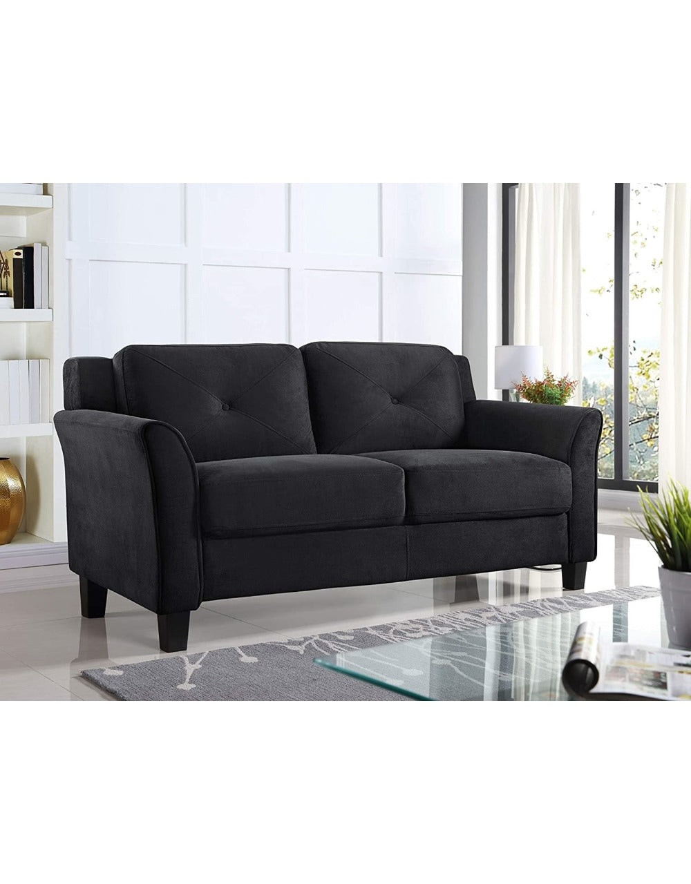 2 Seater Sofa Set Love seat (Black)