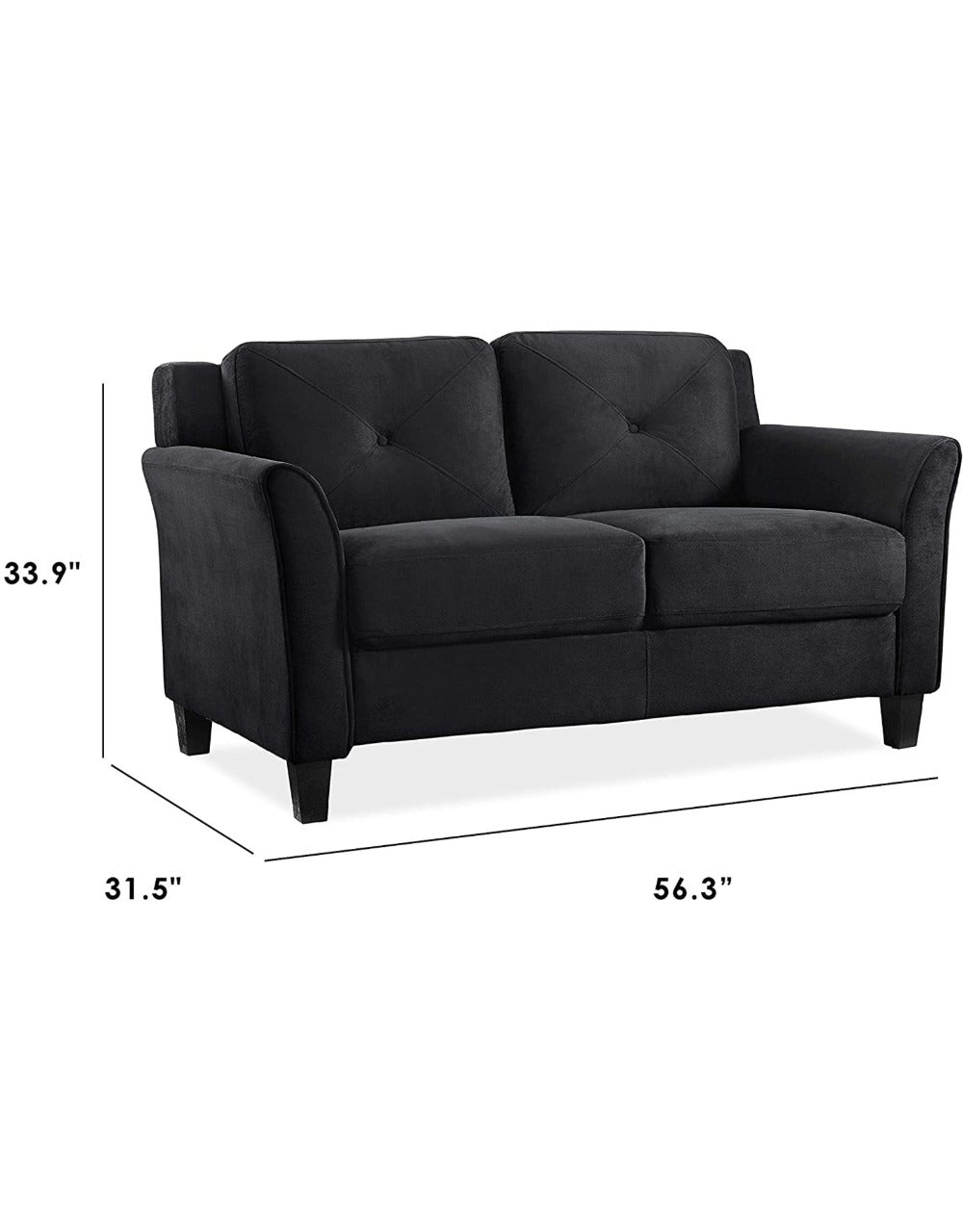 2 Seater Sofa Set Love seat (Black)