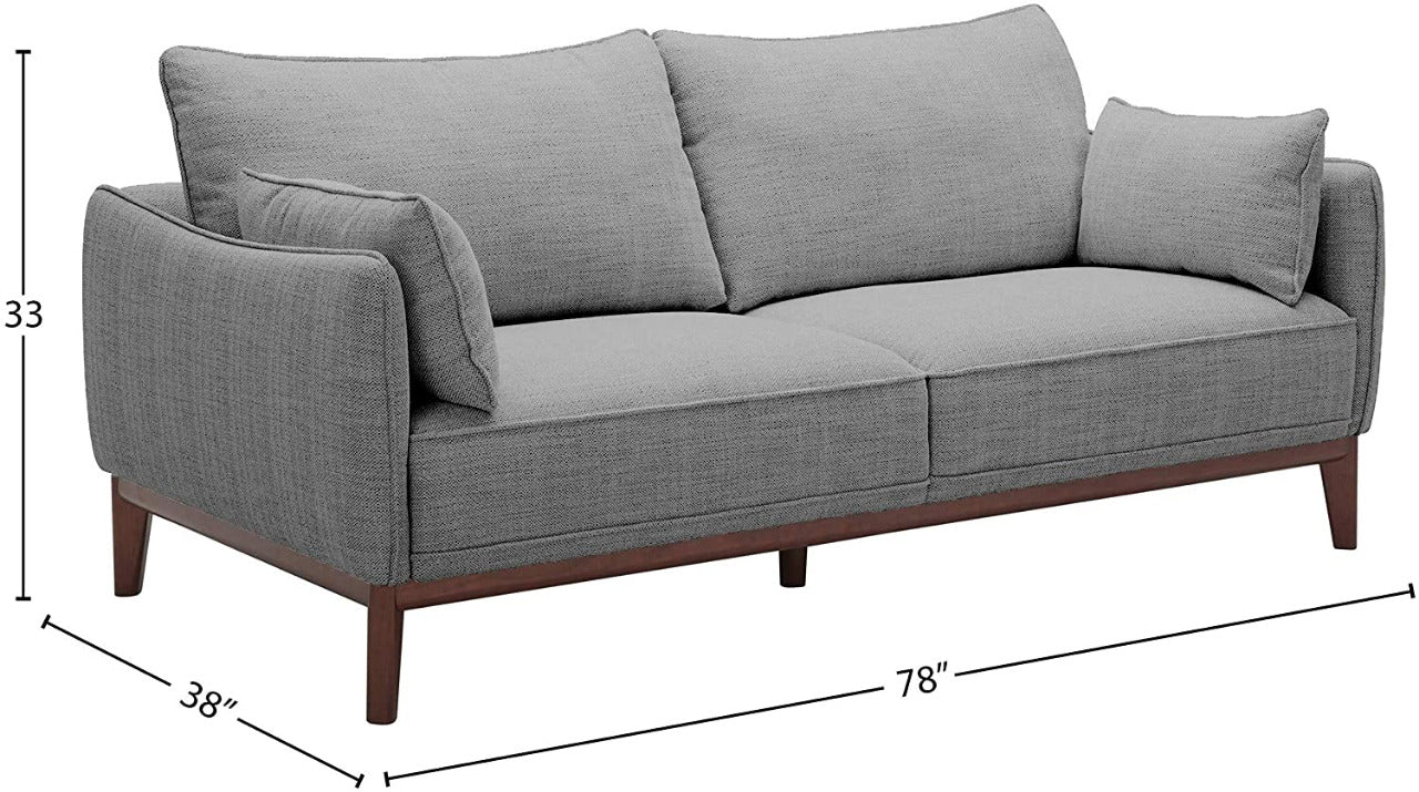 2 Seater Sofa : Sofa Couch with Wood Base (Fog & Ivory)
