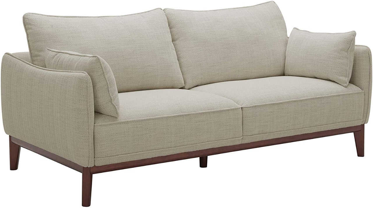 2 Seater Sofa : Sofa Couch with Wood Base (Fog & Ivory)