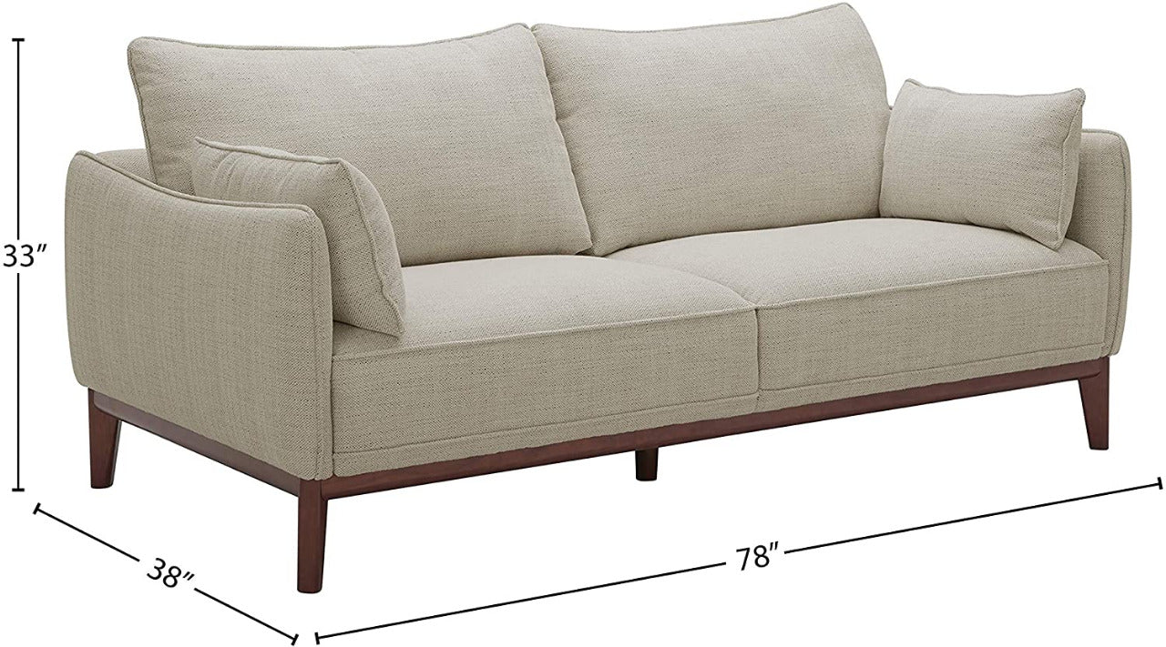 2 Seater Sofa : Sofa Couch with Wood Base (Fog & Ivory)
