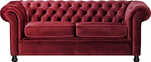 2 Seater Sofa :- Velvet Fabric Sofa Set (Red)
