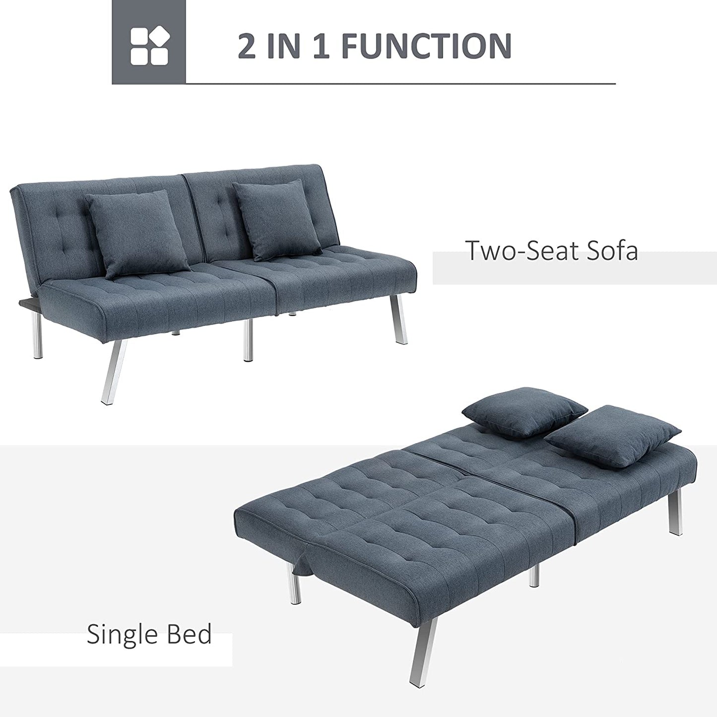 2 Seater Sofa : White & Grey Sofa Set