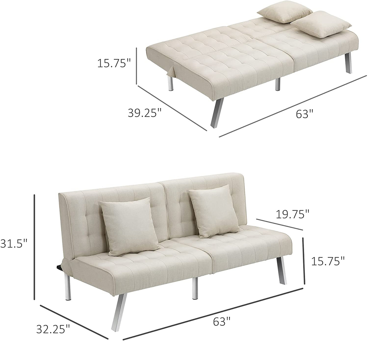 2 Seater Sofa : White & Grey Sofa Set