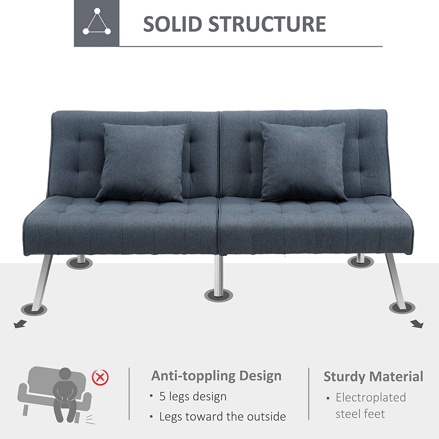 2 Seater Sofa : White & Grey Sofa Set