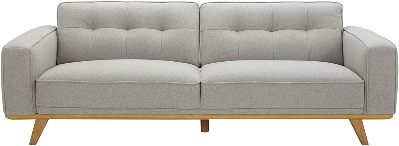 2 Seater Sofa : Modern Leatherette Sofa Couch with Wood Base