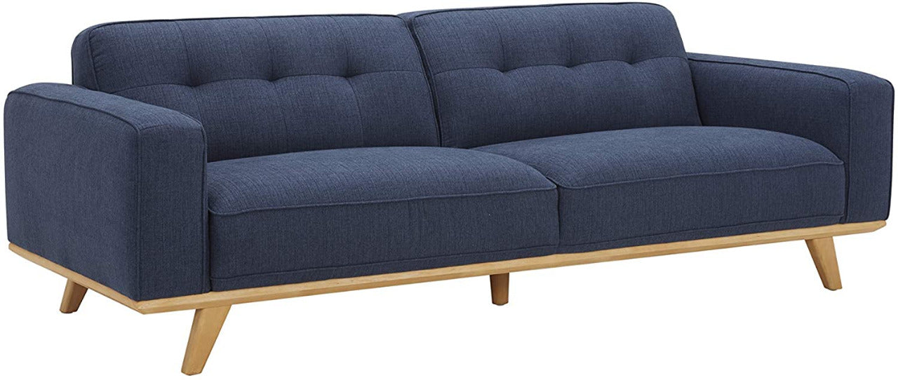 2 Seater Sofa : Modern Leatherette Sofa Couch with Wood Base
