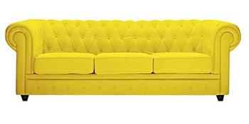 3 Seater Sofa Set:- Kinley Chesterfield Fabric Sofa Set (Yellow)