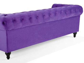 4 Seater Sofa Set:- Alden with Velvety Chesterfield Fabric Sofa Set (Purple)