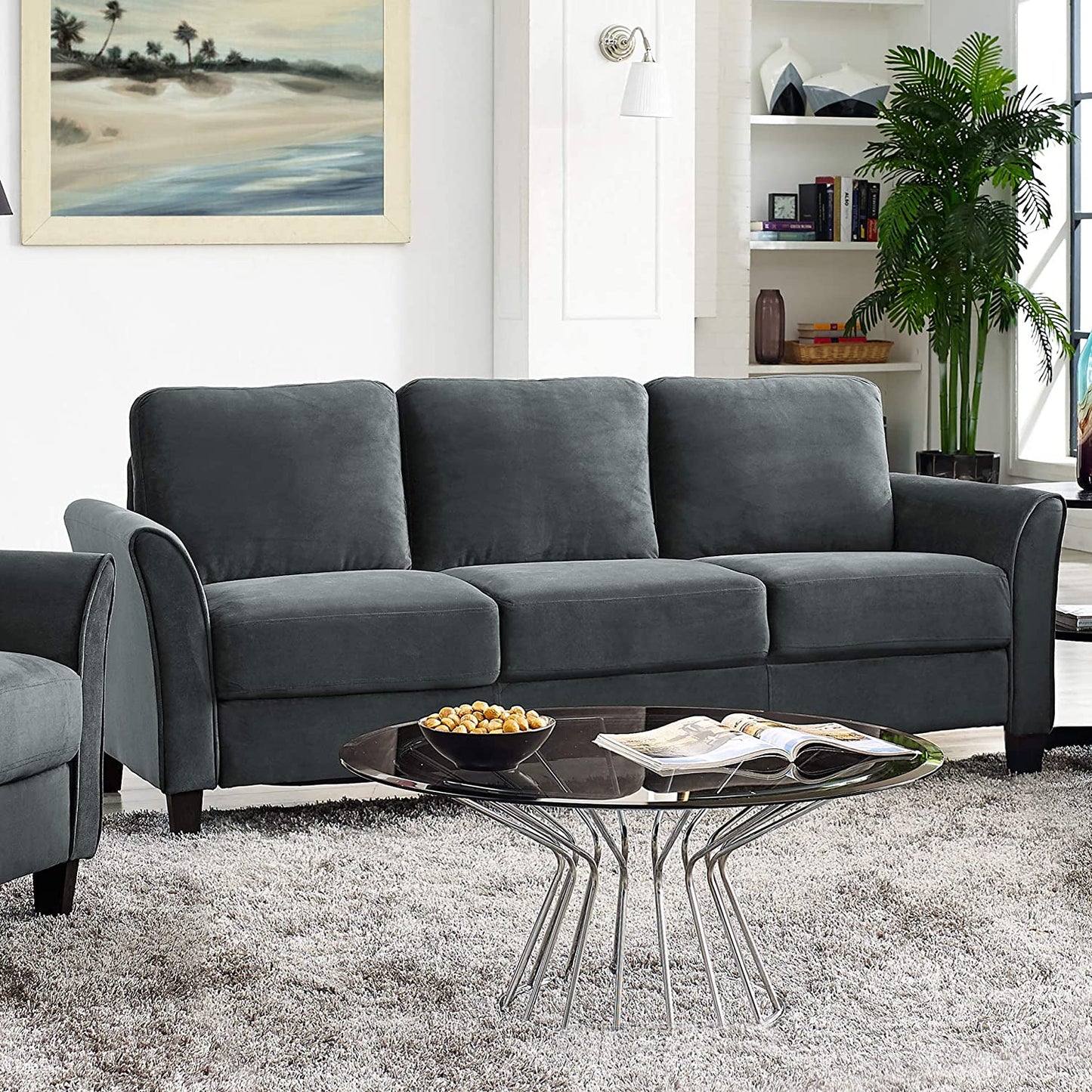 3 Seater Sofa : Dark Grey Fabric Sofa Set