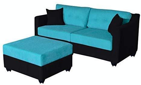 4 Seater Sofa Set:- Lisbon Fabric Sofa Set (Orange and Black)