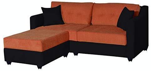 4 Seater Sofa Set:- Lisbon Fabric Sofa Set (Orange and Black)