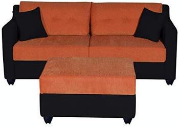 4 Seater Sofa Set:- Lisbon Fabric Sofa Set (Orange and Black)