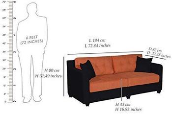 4 Seater Sofa Set:- Lisbon Fabric Sofa Set (Orange and Black)