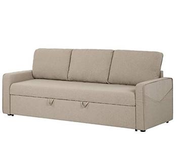 3 Seater Sofa Set:- Hardwood, Fabric Sofa Cum Bed Set , Standard Size, (Beige)