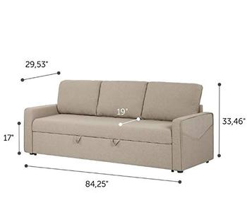 3 Seater Sofa Set:- Hardwood, Fabric Sofa Cum Bed Set , Standard Size, (Beige)
