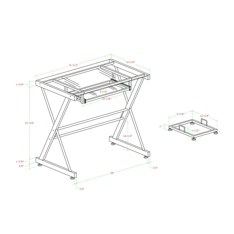 Computer Table: 31.5'' Silver Computer Desk