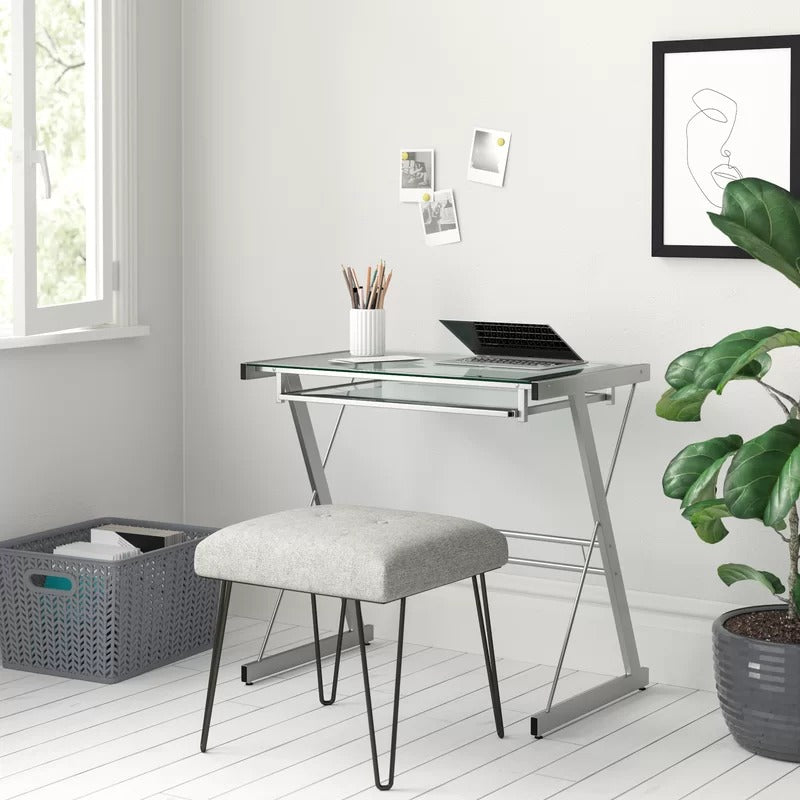 Computer Table: 31.5'' Silver Computer Desk