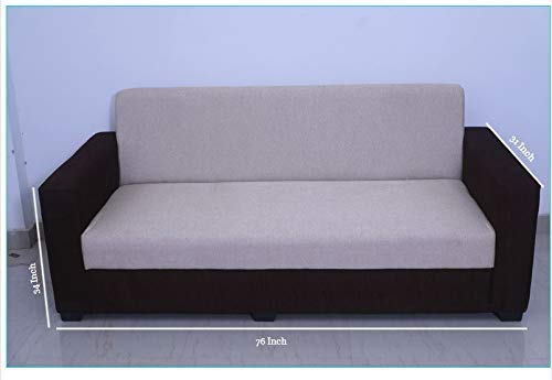 5 Seater Sofa Set:- Fine Bone 3+1+1 Fabric Sofa Set (Brown & Beige)