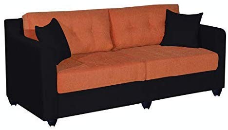 5 Seater Sofa Set:- Lisbon (3+1+1) Fabric Sofa Set (Orange & Black)