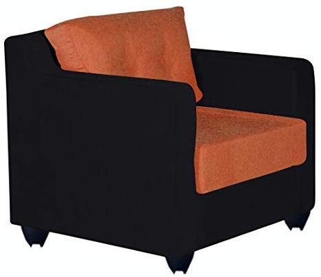 5 Seater Sofa Set:- Lisbon (3+1+1) Fabric Sofa Set (Orange & Black)
