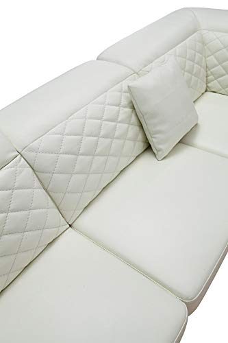 L Shape Sofa Set:- Prefixs Modern Sectional Leatherette Sofa Set Standard Size, (White)
