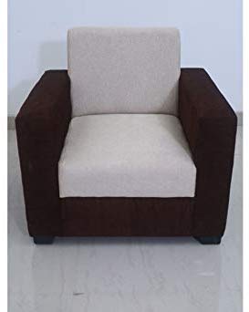 5 Seater Sofa Set:- Fine Bone 3+1+1 Fabric Sofa Set (Brown & Beige)