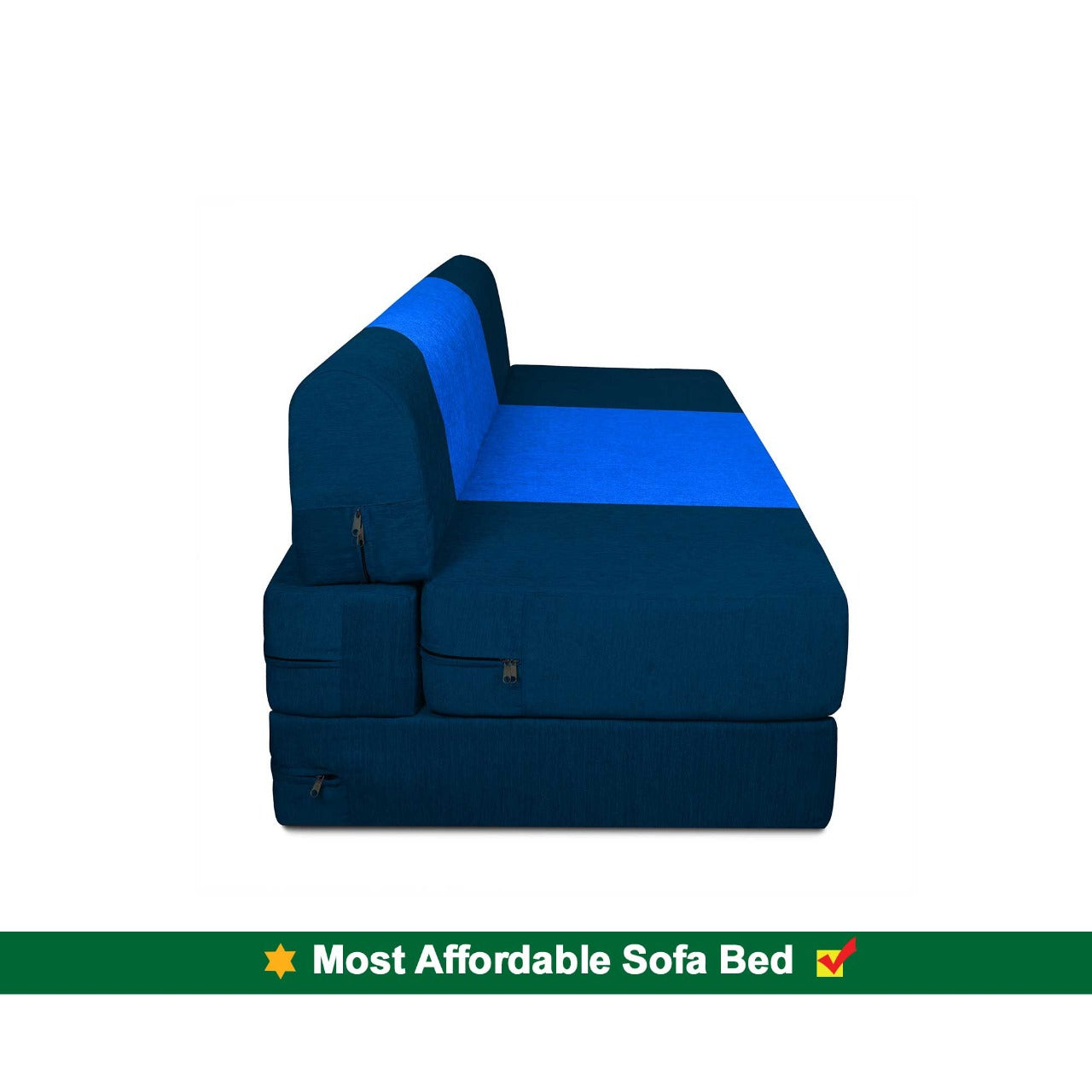 Sofa Cum Beds: 1 Seater Sofa Bed-N.Blue & R.Blue- 3ft x 6ft with Free micro fiber Designer cushions