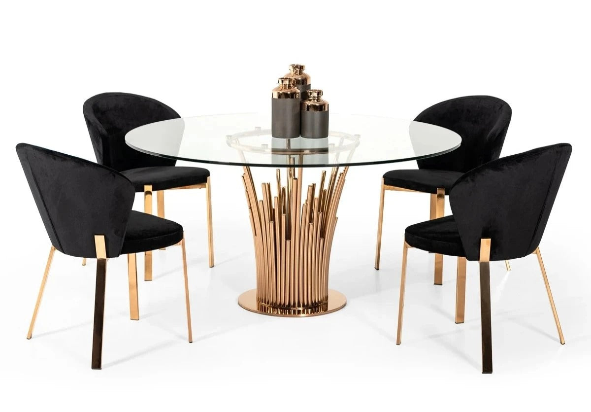 Dining Table: Paul Round Glass Dining Table