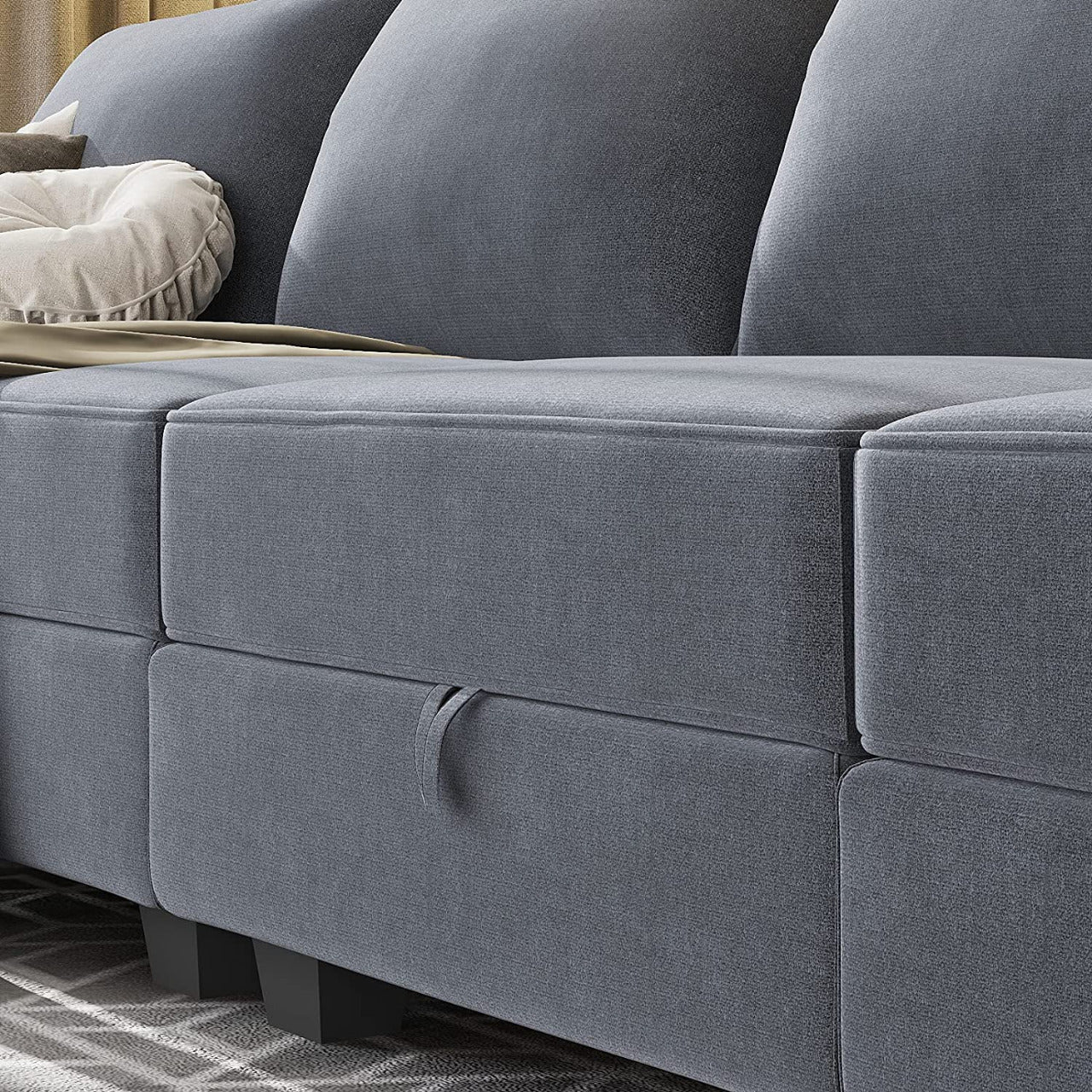 3 Seater Sofa : Office Sofa Couch with Chaise L Shape Couch