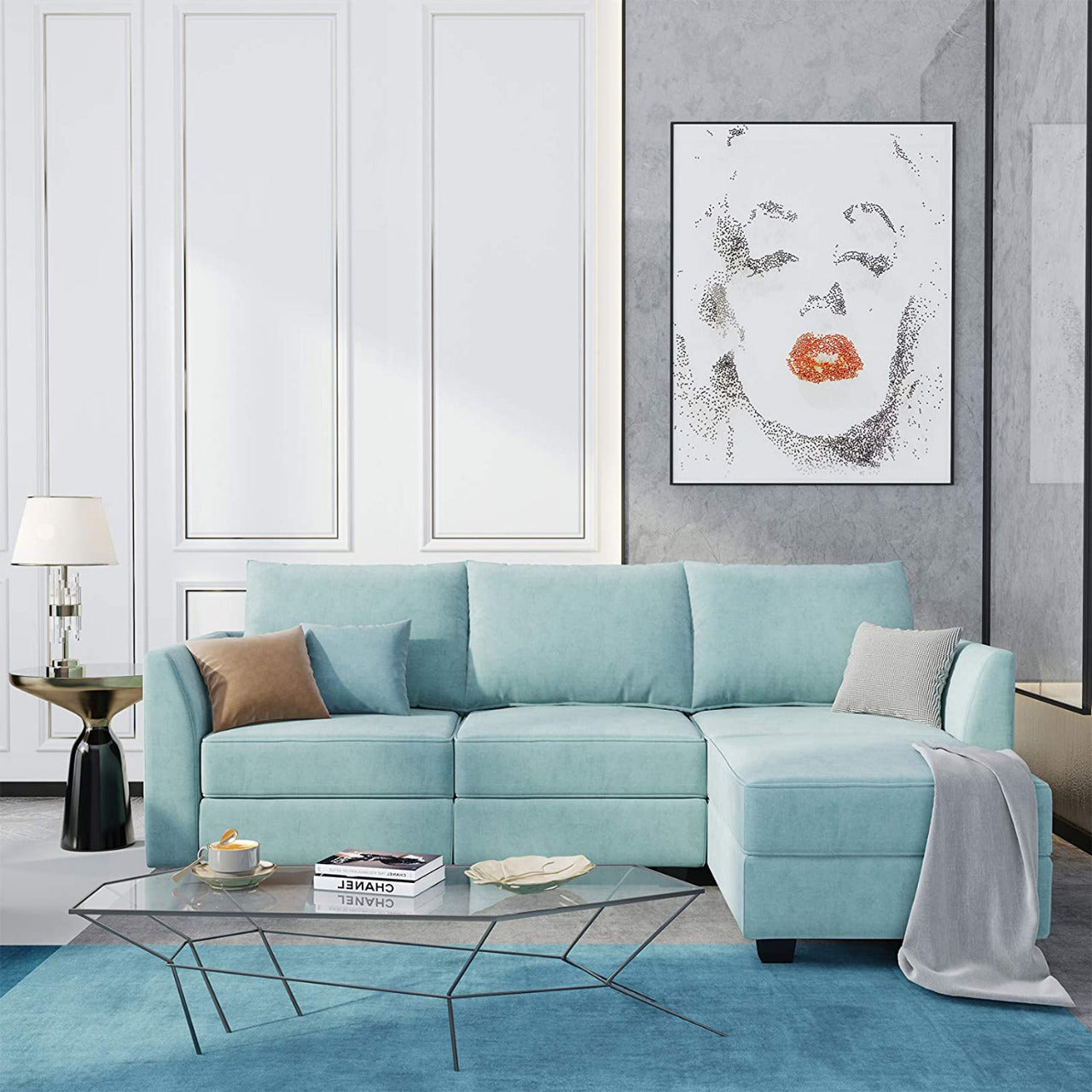 3 Seater Sofa : Office Sofa Couch with Chaise L Shape Couch