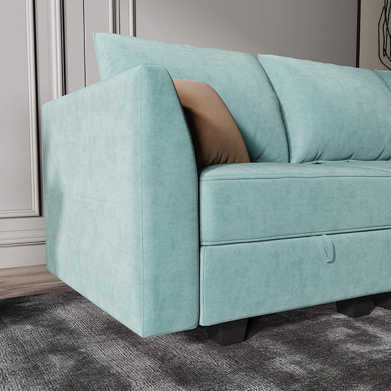 3 Seater Sofa : Office Sofa Couch with Chaise L Shape Couch