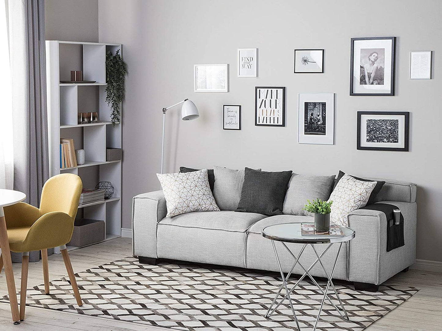 3 Seater Sofa:- Alden Fabric Sofa Set (Light Grey)
