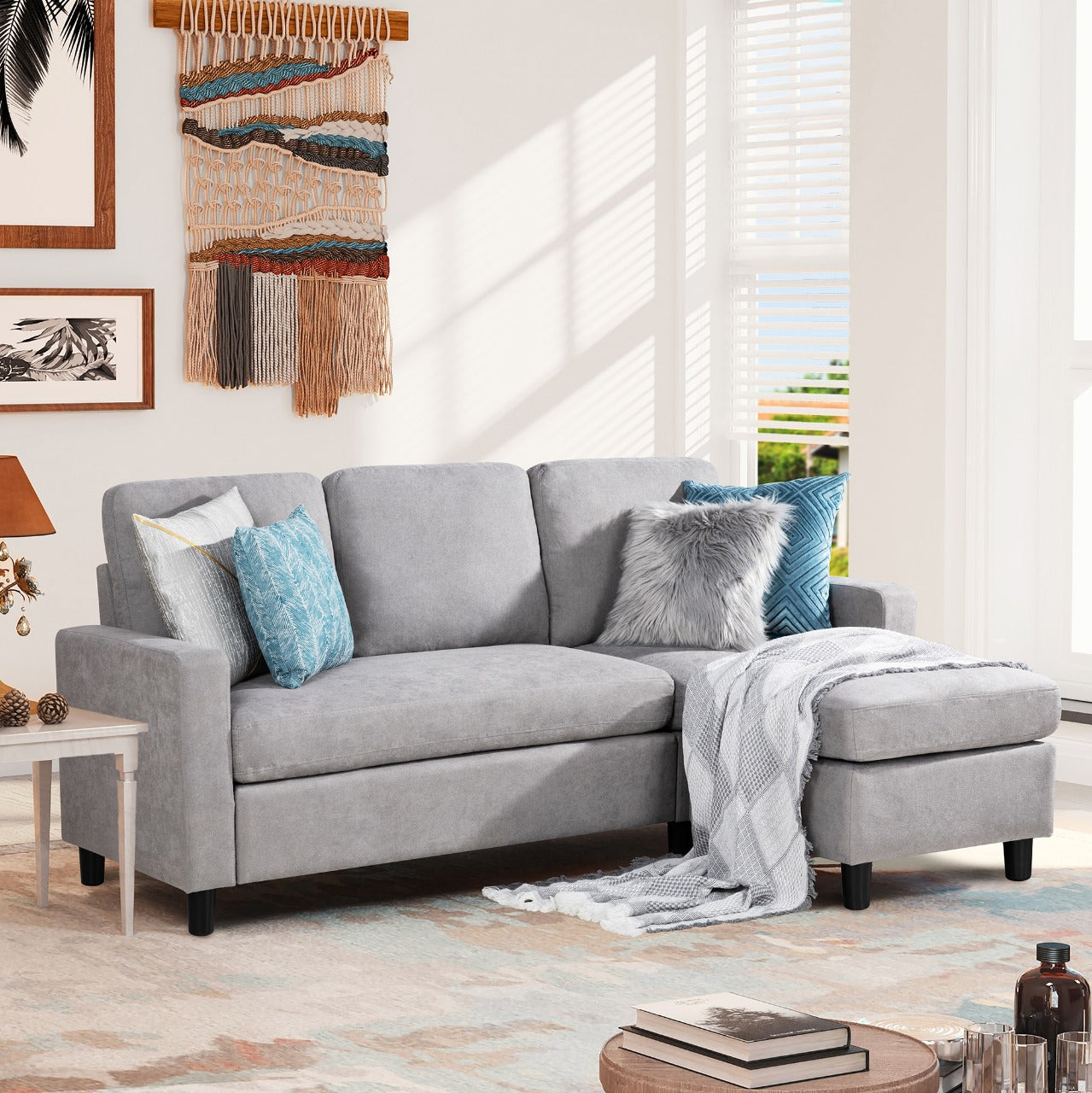 3 Seater Sofa : L-Shaped Convertible Sofa Set