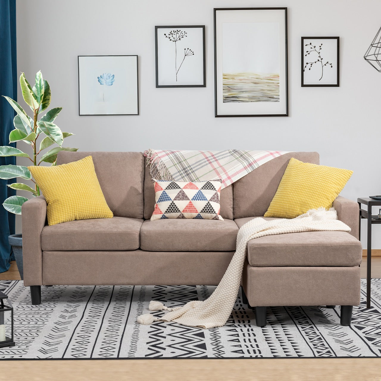 3 Seater Sofa : L-Shaped Convertible Sofa Set