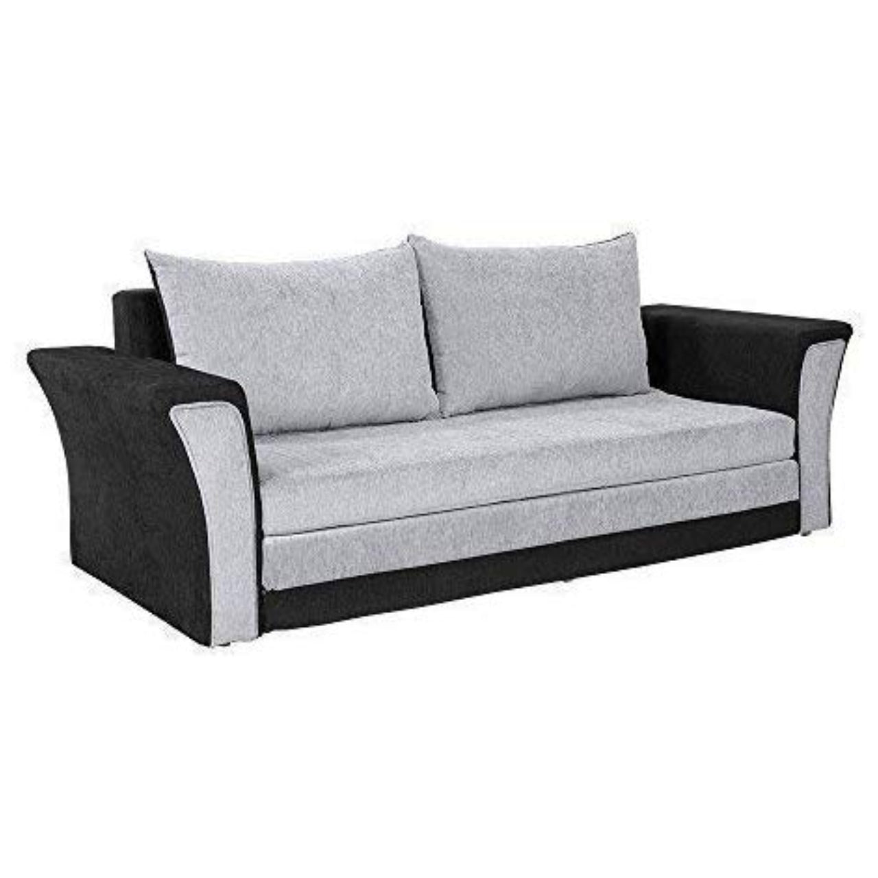 3 Seater Sofa:- Wooden Leo Fabric Sofa set (Black and Grey)