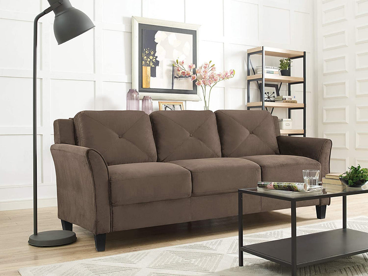 3 Seater Sofa : Black Fabric Sofa Set