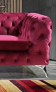 3 Seater Sofa Set:- Chesterfield Hardwood Velvet Fabric Sofa Set