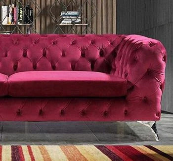 3 Seater Sofa Set:- Chesterfield Hardwood Velvet Fabric Sofa Set