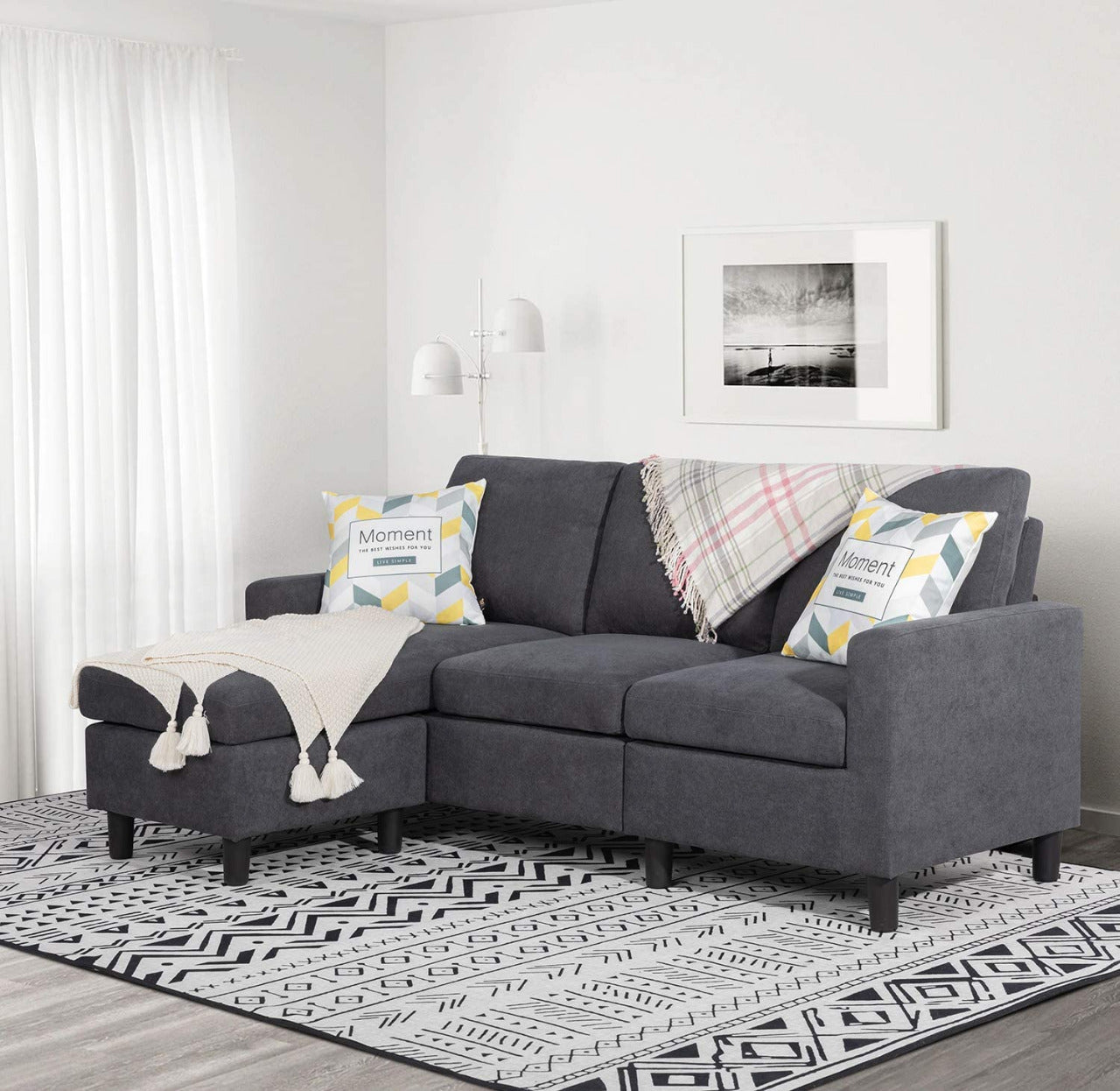 3 Seater Sofa : L-Shaped Convertible Sofa Set