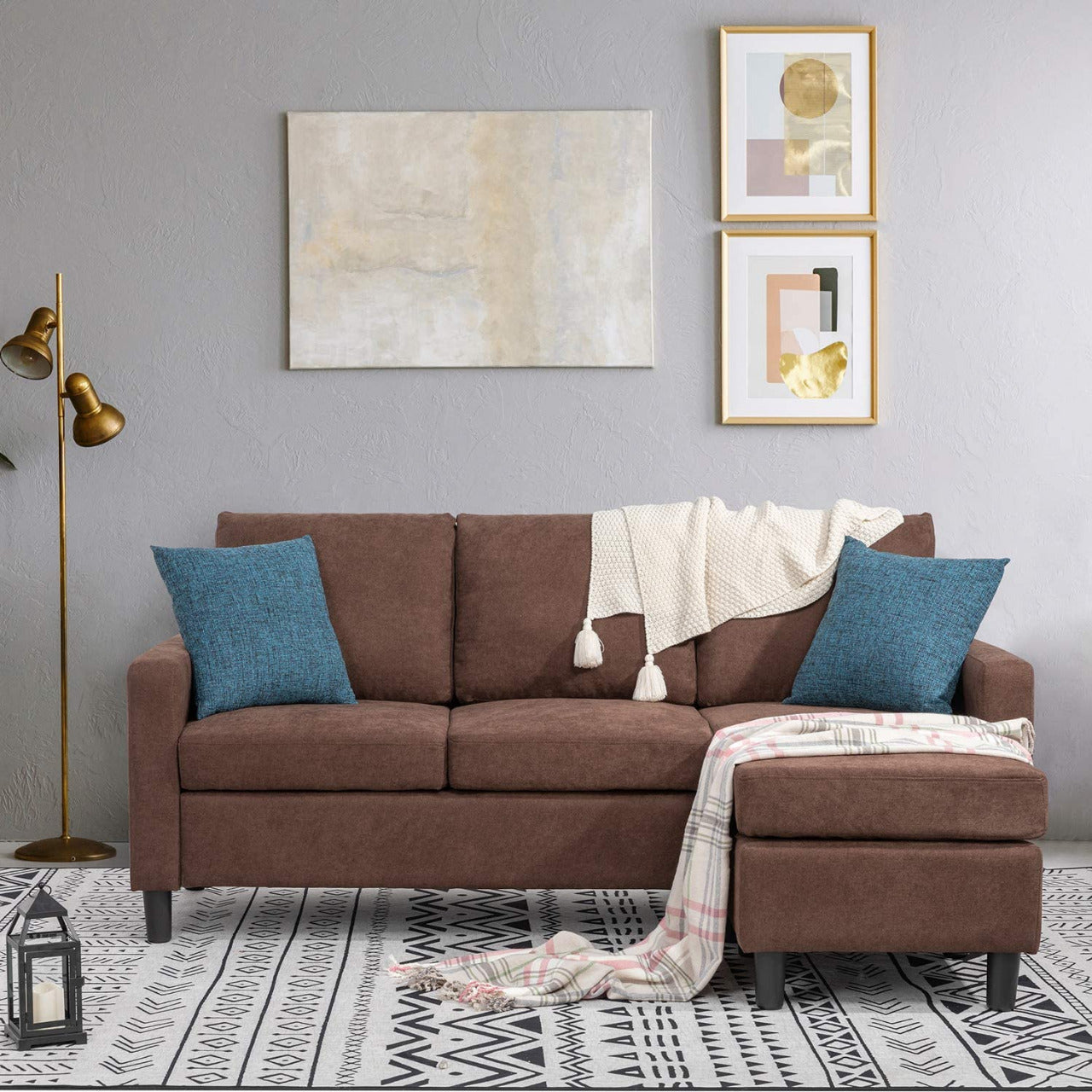 3 Seater Sofa : L-Shaped Convertible Sofa Set