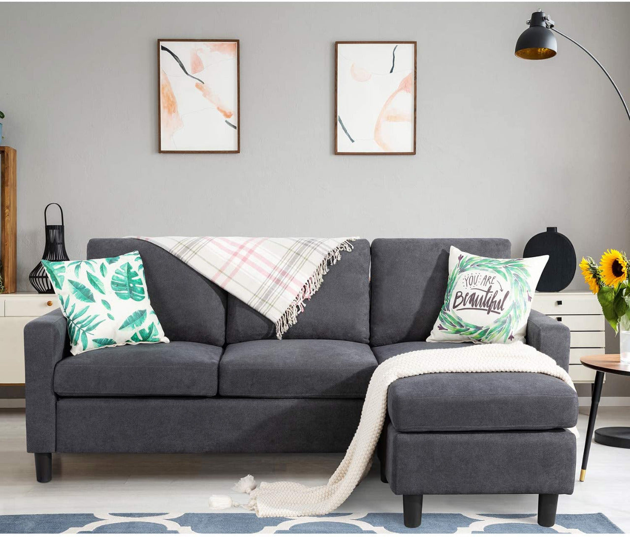3 Seater Sofa : L-Shaped Convertible Sofa Set