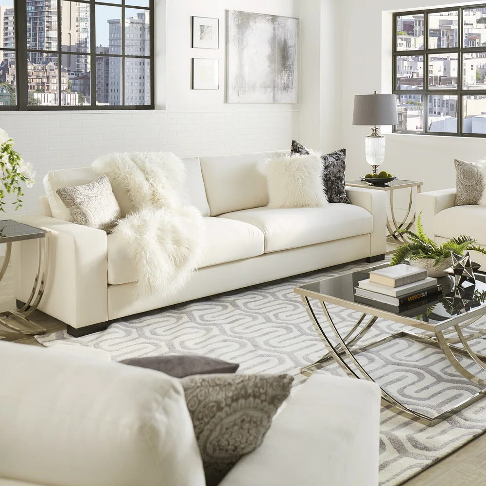 3 Seater Sofa Set:- Fabric Office Sofa Set (Cream)