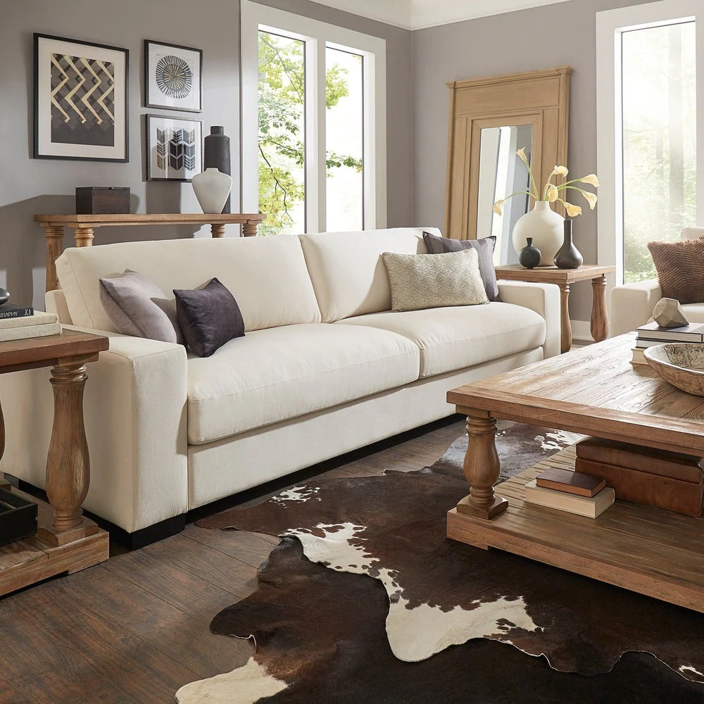 3 Seater Sofa Set:- Fabric Office Sofa Set (Cream)