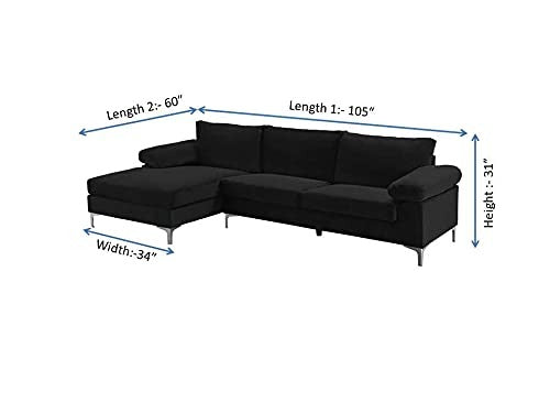 3 Seater Sofa : L-Shape Couch with Extra Wide