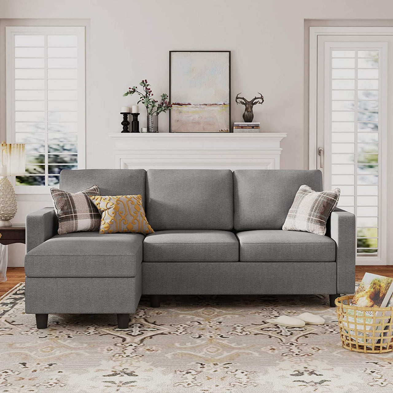 L Shape Sofa Set: L Shape Couch for Small Apartment Grey
