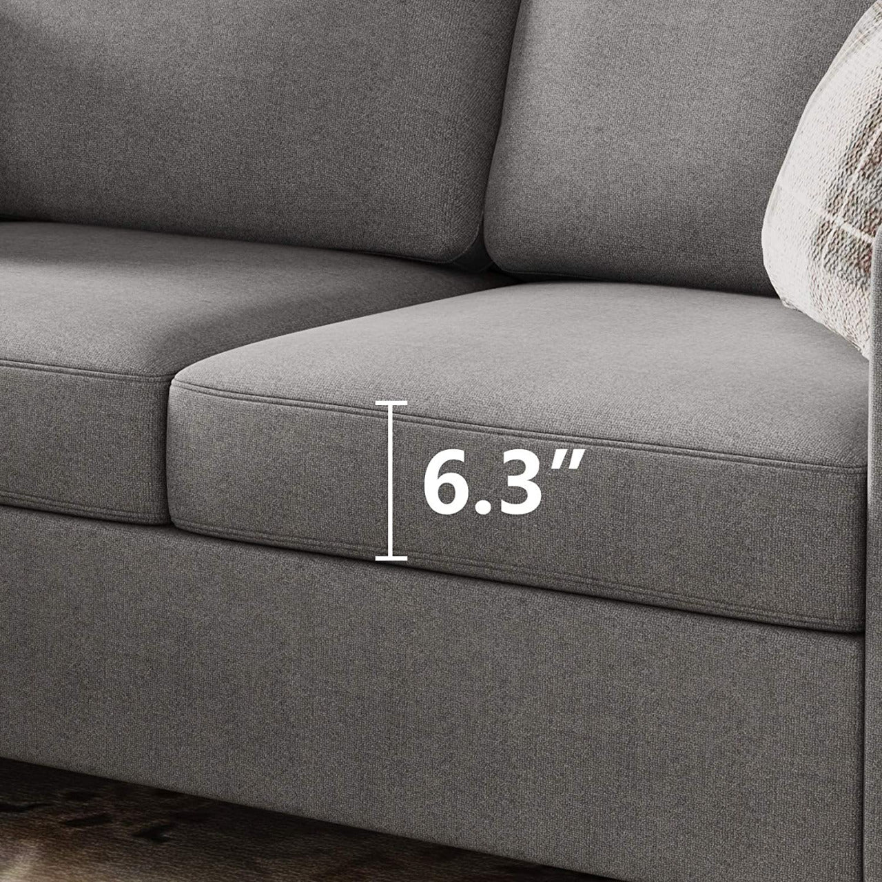 3 Seater Sofa Set : L Shape Couch for Small Apartment Grey